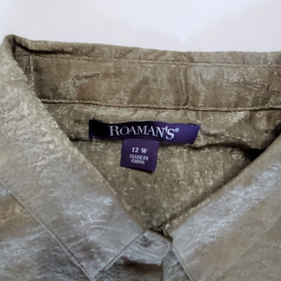 Roaman's silky blouse army green plus sz 12W - Picture 4 of 11